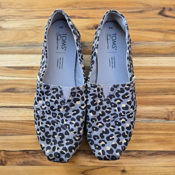 TOMS Women’s Multicolored Canvas Cheetah Print Square Toe Slip-on Flats 6 W - Picture 1 of 8